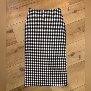 New SHEIN Black and White Buffalo Plaid Stretchy Pencil Skirt XL